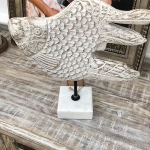 Decorative rustic fish with marble base
